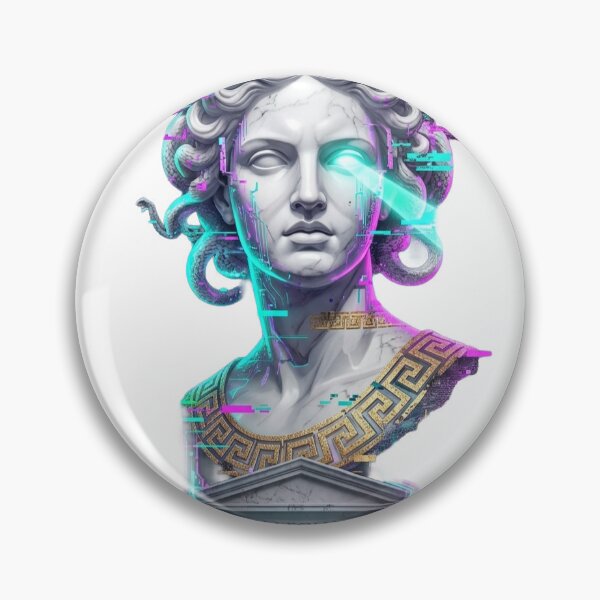 Item preview, Neon Medusa Greek Mythology Bust Art designed and sold by DoganDesignCo.