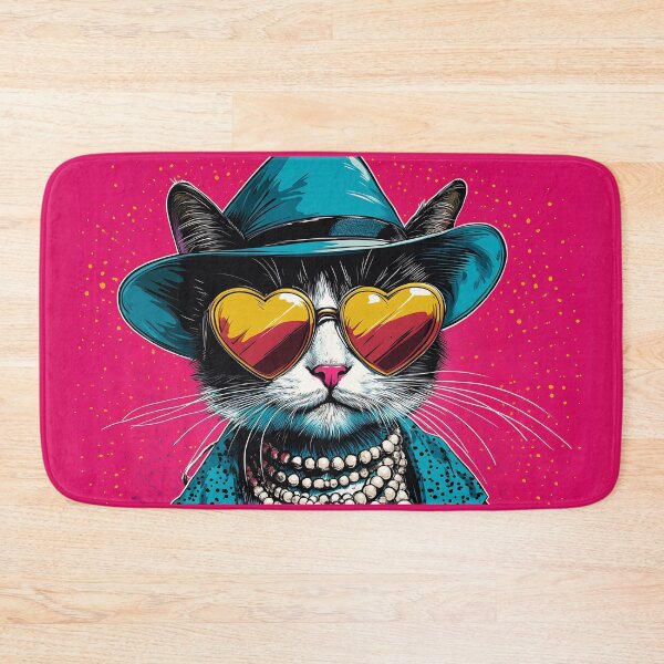 Item preview, Pop Art Cat With Heart Sunglasses, Funny Kitschy Retro Cat Illustration designed and sold by daila70.