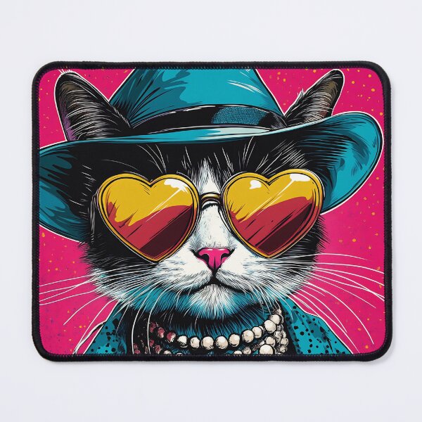 Item preview, Pop Art Cat With Heart Sunglasses, Funny Kitschy Retro Cat Illustration designed and sold by daila70.
