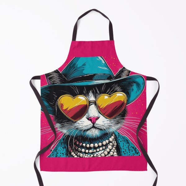Item preview, Pop Art Cat With Heart Sunglasses, Funny Kitschy Retro Cat Illustration designed and sold by daila70.