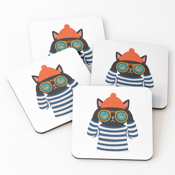 Item preview, Hipster Cat with Fish Glasses designed and sold by OlhaDreamArt.