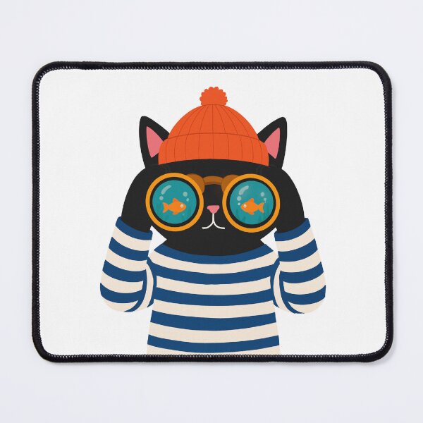 Item preview, Hipster Cat with Fish Glasses designed and sold by OlhaDreamArt.