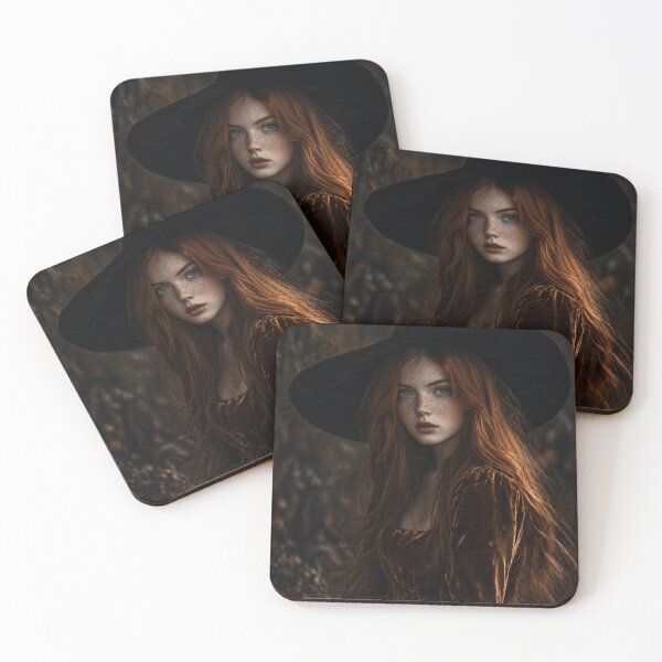 Item preview, Freckled Autumn Witch | Dark Cottagecore Fantasy Art designed and sold by WhimsyWink.