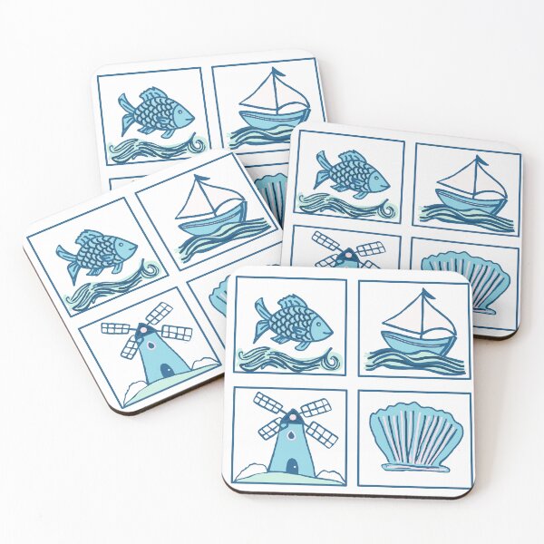 Item preview, Dutch Delft Blue Seaside Tiles designed and sold by RepeatCandy.