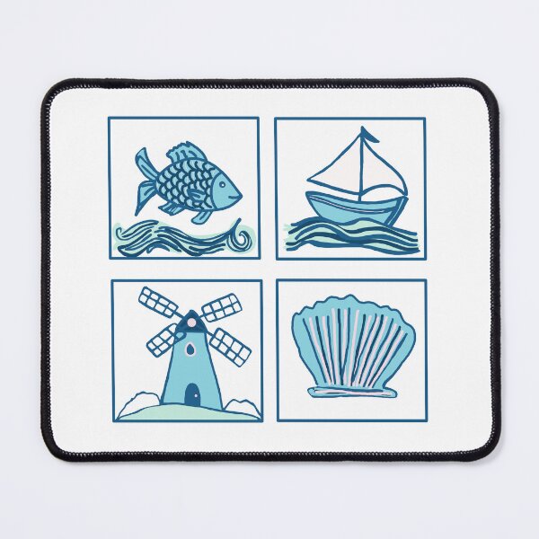 Item preview, Dutch Delft Blue Seaside Tiles designed and sold by RepeatCandy.