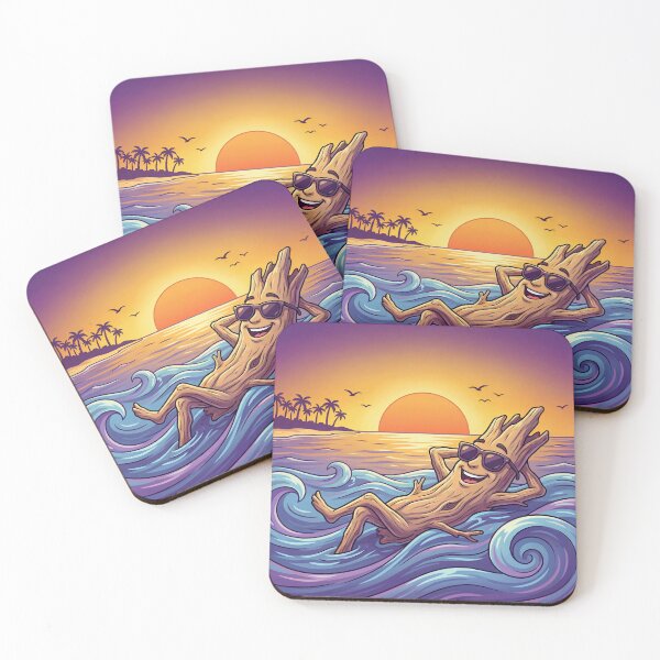Artikelvorschau, Coole Treibholz-Sommer-Vibes – Entspannende Strand-Sonnenuntergangsillustration 2 entworfen und verkauft von WordPlayStudio.