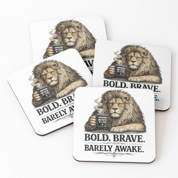 Item preview, Bold Brave Barely Awake Funny Lion Coffee Vintage T-Shirt designed and sold by Ermicioi.