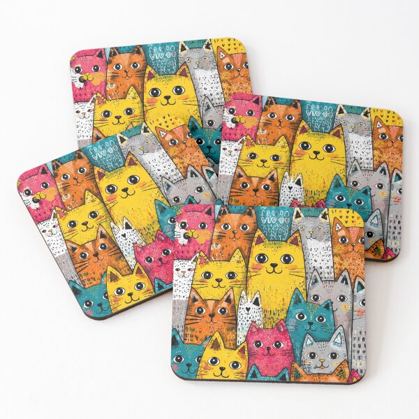 Item preview, Colorful Cute Cats Pattern Art Print | Rainbow Pop Art Cat Illustration | Whimsical Pet Lover Design designed and sold by Aramdesing.
