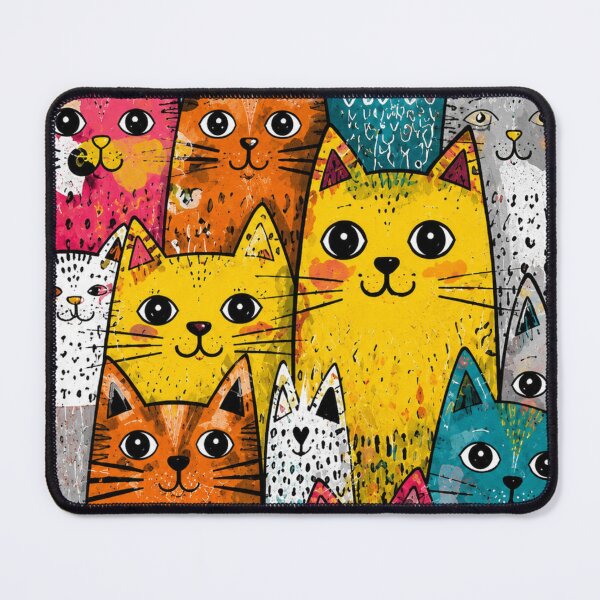 Item preview, Colorful Cute Cats Pattern Art Print | Rainbow Pop Art Cat Illustration | Whimsical Pet Lover Design designed and sold by Aramdesing.