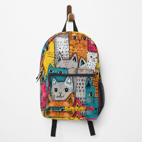 Item preview, Colorful Cute Cats Pattern Art Print | Rainbow Pop Art Cat Illustration | Whimsical Pet Lover Design designed and sold by Aramdesing.