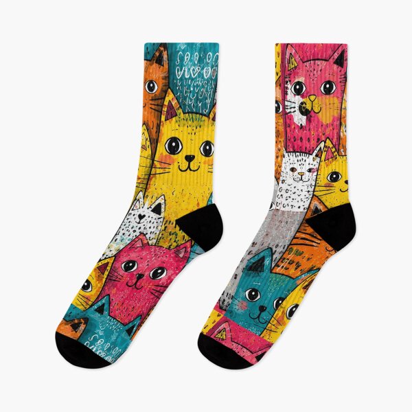 Item preview, Colorful Cute Cats Pattern Art Print | Rainbow Pop Art Cat Illustration | Whimsical Pet Lover Design designed and sold by Aramdesing.