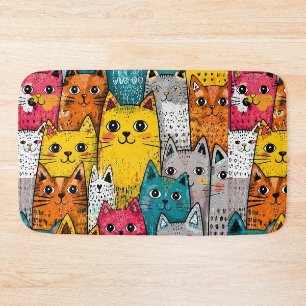 Item preview, Colorful Cute Cats Pattern Art Print | Rainbow Pop Art Cat Illustration | Whimsical Pet Lover Design designed and sold by Aramdesing.