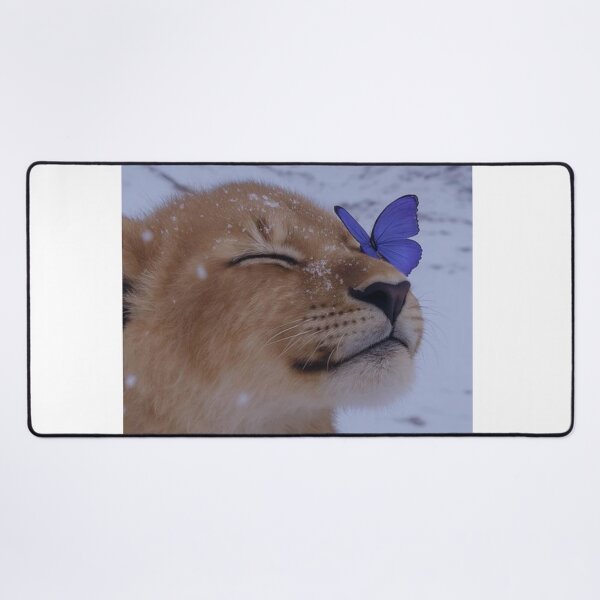 Item preview, Peaceful Lion Cub with Blue Butterfly Aesthetic designed and sold by Jesus-istheway.