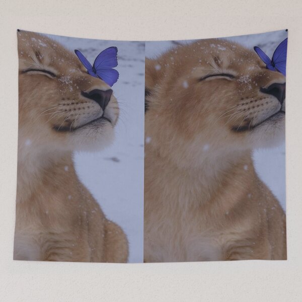 Item preview, Peaceful Lion Cub with Blue Butterfly Aesthetic designed and sold by Jesus-istheway.