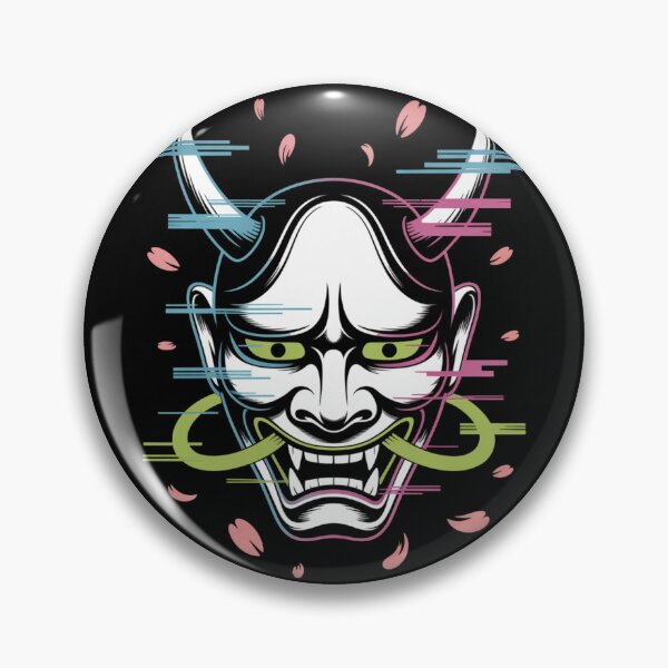 Item preview, Hannya Mask Neon Glitch Cherry Blossom Japanese Demon T-Shirt designed and sold by DarylWelsh2024.
