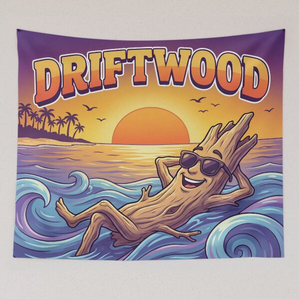 Item preview, Cool Driftwood Summer Vibes – Relaxing Beach Sunset Illustration designed and sold by WordPlayStudio.