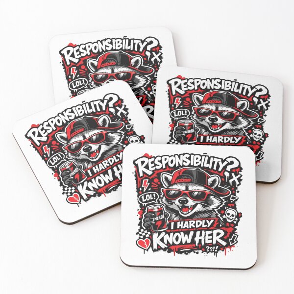 Item preview, Responsibility? I Hardly Know Her Raccoon Meme designed and sold by AMICO77.