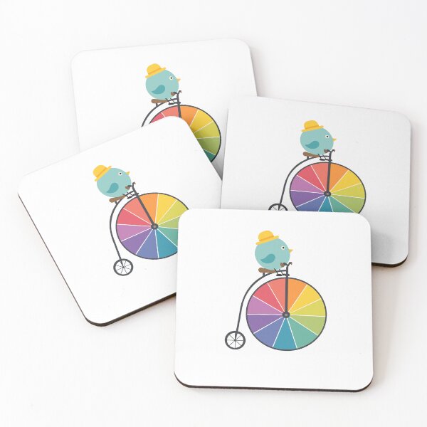Item preview, Cute Bird on Rainbow Bicycle designed and sold by OlhaDreamArt.