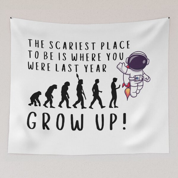 Item preview, Grow Up Astronaut Evolution - Motivational Quote Art designed and sold by re2m.