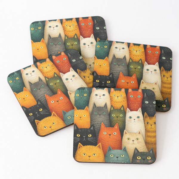 Item preview, Cute Retro Cats Illustration | Colorful Cat Pattern Art designed and sold by Aramdesing.