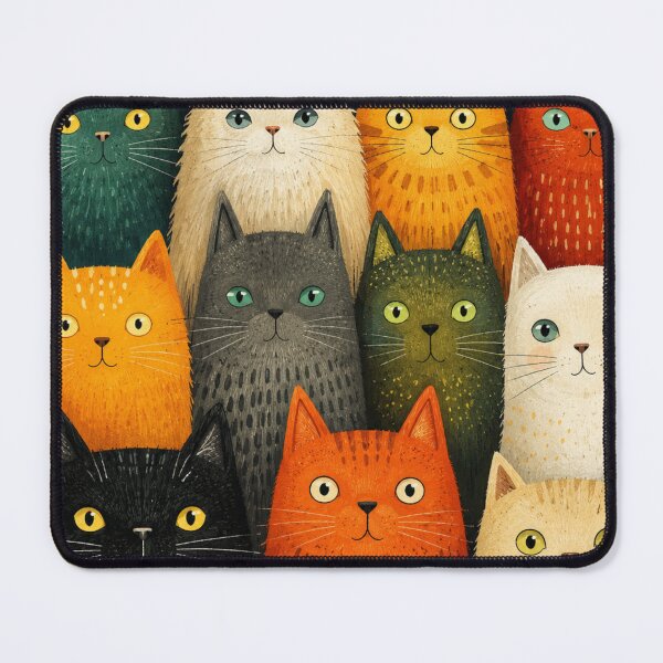 Item preview, Cute Retro Cats Illustration | Colorful Cat Pattern Art designed and sold by Aramdesing.
