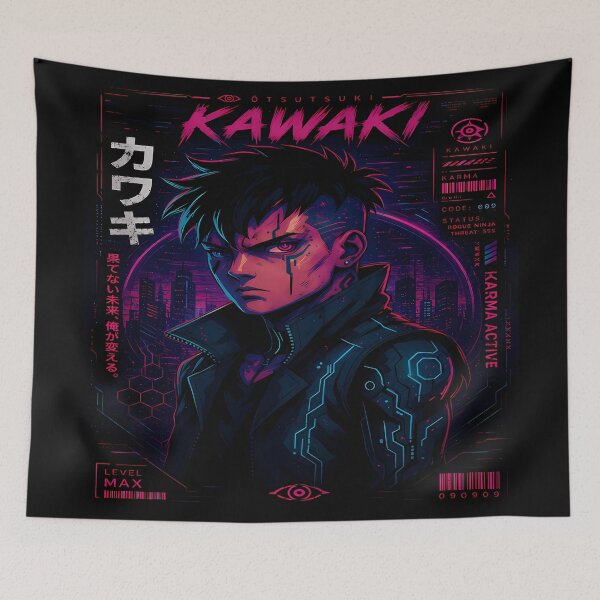 Item preview, Cyberpunk Kawaki Otsutsuki Neon Portrait | Rogue Ninja Aesthetic Design designed and sold by Trinidesigns123.