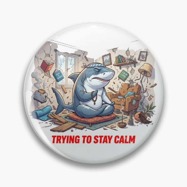 Item preview, Trying to Stay Calm Shark Meditation Meme designed and sold by Burnout-Beasts.