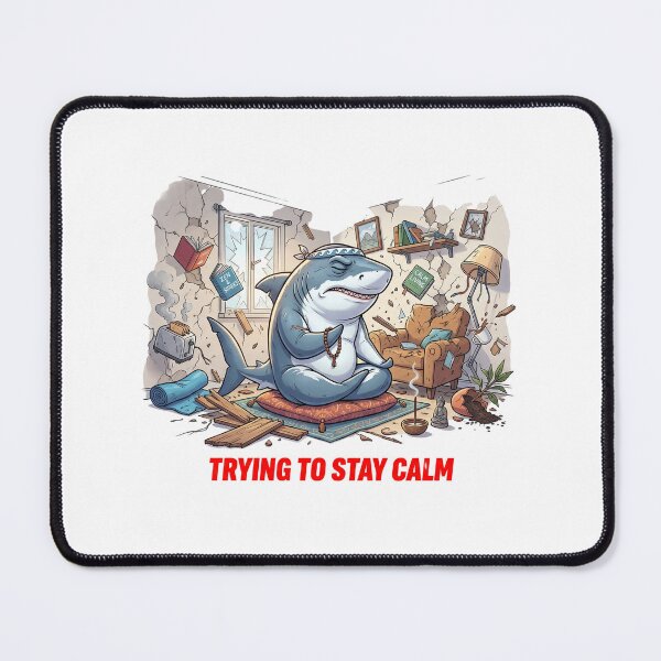 Item preview, Trying to Stay Calm Shark Meditation Meme designed and sold by Burnout-Beasts.