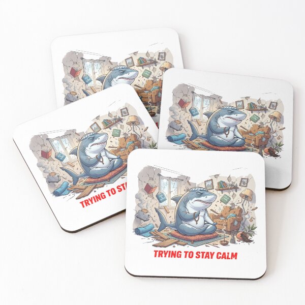 Item preview, Trying to Stay Calm Shark Meditation Meme designed and sold by Burnout-Beasts.