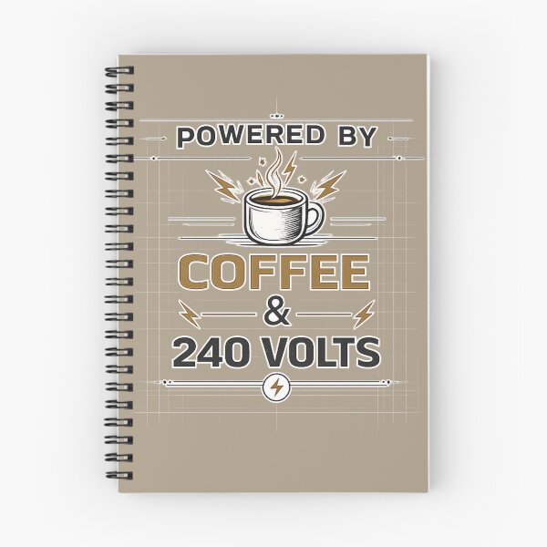 Item preview, Powered By Coffee & 240 Volts – Funny Electrician  designed and sold by Veldrin-Media.