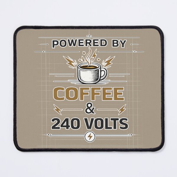 Item preview, Powered By Coffee & 240 Volts – Funny Electrician designed and sold by Veldrin-Media.