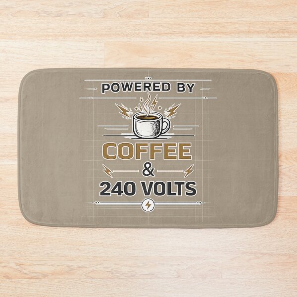 Item preview, Powered By Coffee & 240 Volts – Funny Electrician  designed and sold by Veldrin-Media.