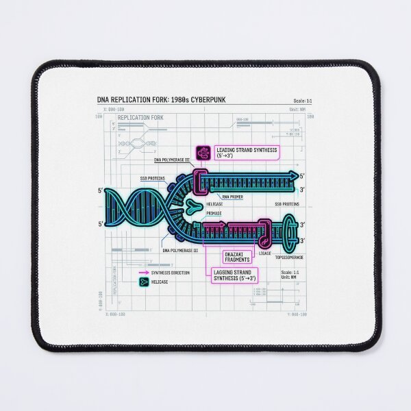 Item preview, Retro 80s Synthwave DNA Replication Fork Art designed and sold by DuckOddity.