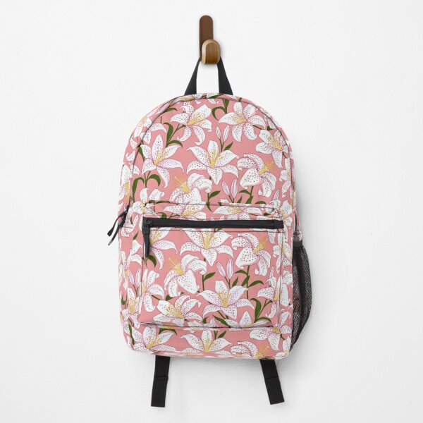 Item preview, Pink Oriental Lily Garden: Hand-Drawn White Floral Seamless Pattern Design designed and sold by DropRomance.