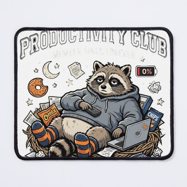 Item preview, Zero Productivity Club Member Since Forever Funny Lazy Raccoon Hoodie Snack Lover Gift designed and sold by BumbleBloom7.