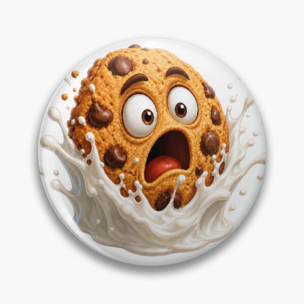 Item preview, Shocked Chocolate Chip Cookie Splashing into Milk Cartoon Character designed and sold by jgvisualarts.
