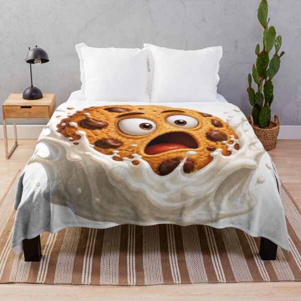 Item preview, Shocked Chocolate Chip Cookie Splashing into Milk Cartoon Character designed and sold by jgvisualarts.