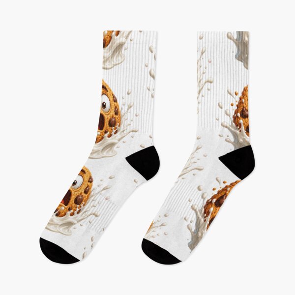 Item preview, Shocked Chocolate Chip Cookie Splashing into Milk Cartoon Character designed and sold by jgvisualarts.