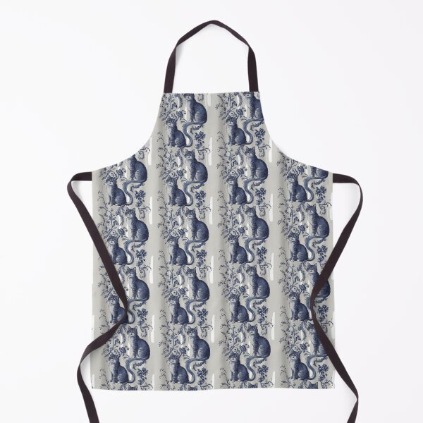 Item preview, Vintage Blue Toile Cat Floral Pattern designed and sold by NSB-Design.