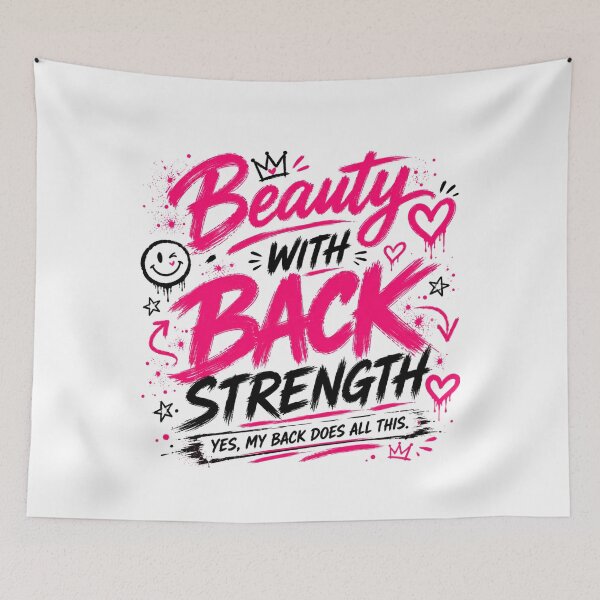 Item preview, Beauty With Back Strength Funny Gym Shirt designed and sold by StoryInCode.