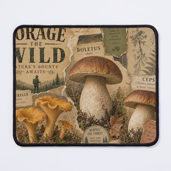 Item preview, FORAGER'S COLLAGE — Vintage Mushroom Foraging Poster designed and sold by Jandedan.
