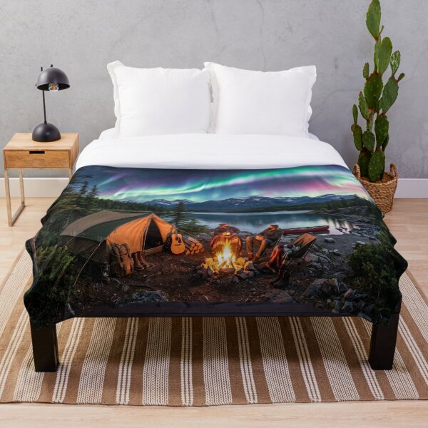 Item preview, Cozy Campfire Under Vibrant Aurora Borealis designed and sold by Quiet life.