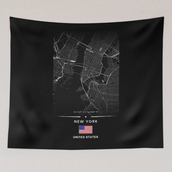 Item preview, Minimalist New York City USA Map Poster – Black and White Urban Street Art designed and sold by Psycho-Crazy.