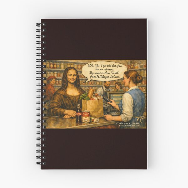 Item preview, Mona Lisa at the Checkout – Funny Pop Culture Cartoon designed and sold by Rick London Gifts.