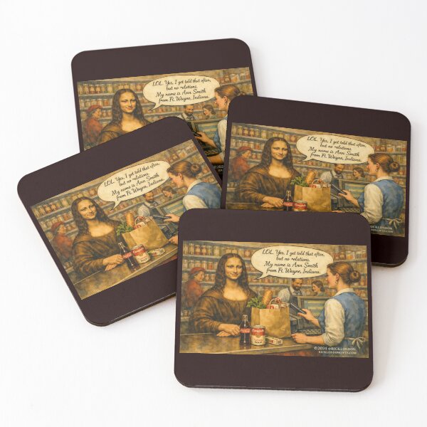 Item preview, Mona Lisa at the Checkout – Funny Pop Culture Cartoon designed and sold by Rick London Gifts.