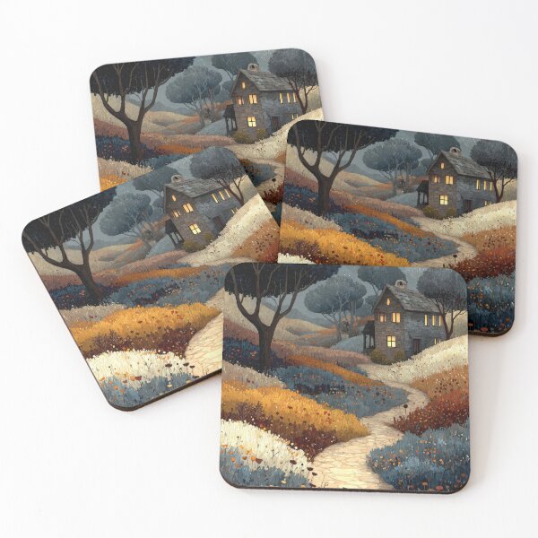 Item preview, reamy Cottagecore Night Landscape | Cozy Fantasy Whimsical Countryside Cottage  designed and sold by GraceInNatureCo.