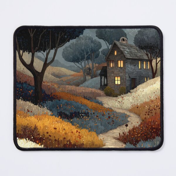 Item preview, reamy Cottagecore Night Landscape | Cozy Fantasy Whimsical Countryside Cottage  designed and sold by GraceInNatureCo.
