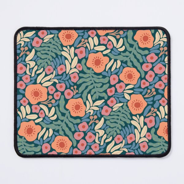 Item preview, Whimsical Meadow Blooms Muted Earthy Floral Garden On Dark Navy Blue designed and sold by DropRomance.