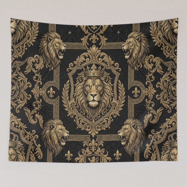 Item preview, Golden Baroque Lions Pattern on Black designed and sold by Natural life.