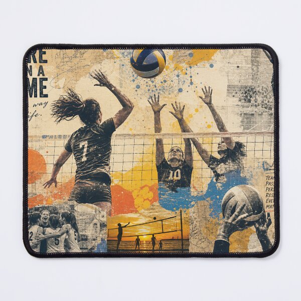 Item preview, SPIKE COLLAGE — Vibrant Volleyball Mixed‑Media Poster designed and sold by Jandedan.